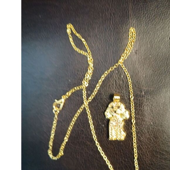 Adorable Gold Rhinestones Poodle Dog Necklace - Picture 3 of 7